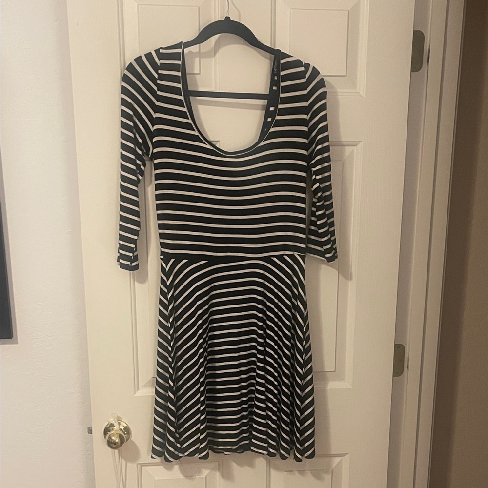 Black and White Striped Dress S:L